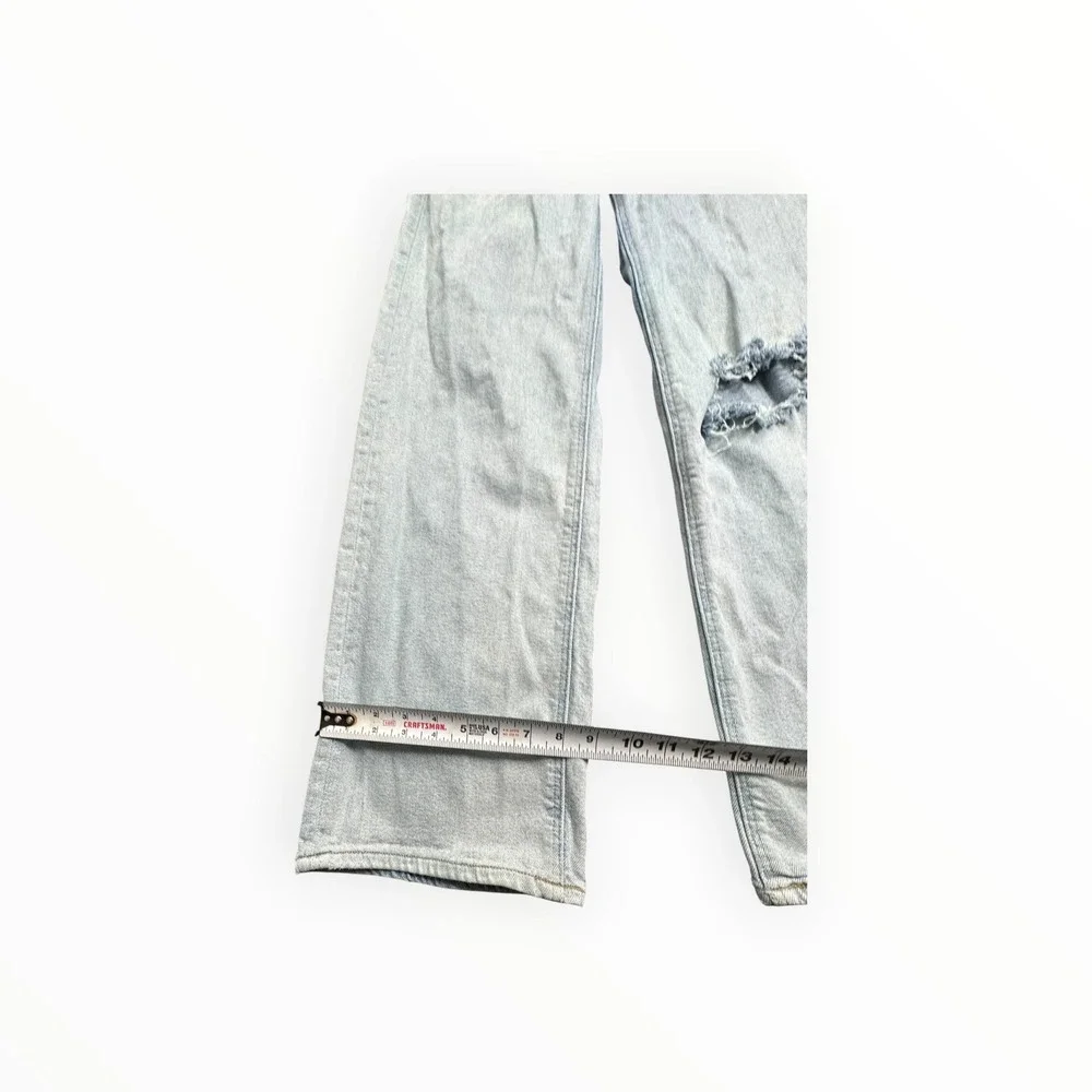 Old Navy Jeans Women 4 Light Wash Mid Rise Wide Leg Distressed Denim‎ Retro